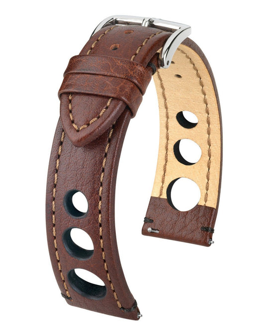 Hirsch Buffalo Calfskin Sport Leather Rally Watch Strap w/QR