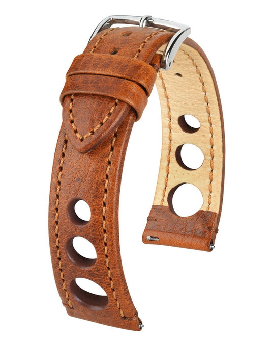 Hirsch Buffalo Calfskin Sport Leather Rally Watch Strap w/QR