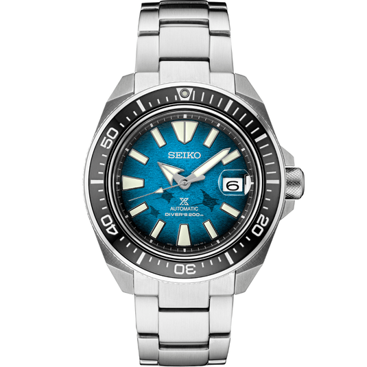 Seiko Prospex Samurai Stainless Steel Blue "Save the Ocean" Dial Automatic Watch