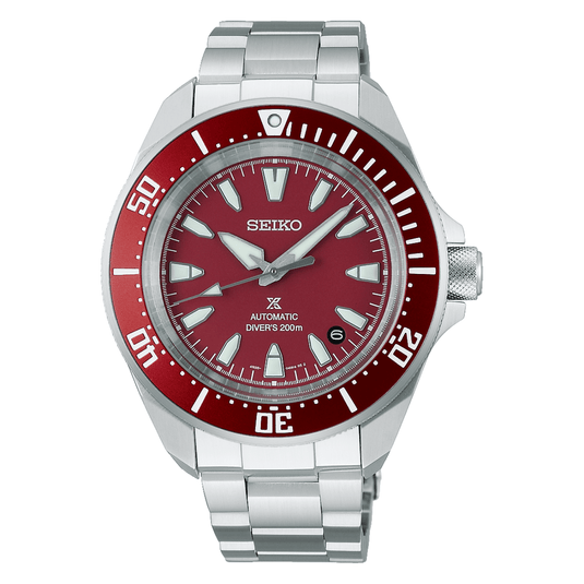 Seiko Prospex Samurai Stainless Steel Red Dial Red Bezel Automatic Watch