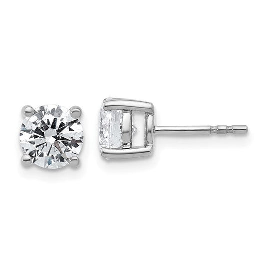 Quality Gold True Origin Lab Grown Diamond Stud Earrings - 4 Prong - Push Back - 14K White - Round 2.00 CTTW