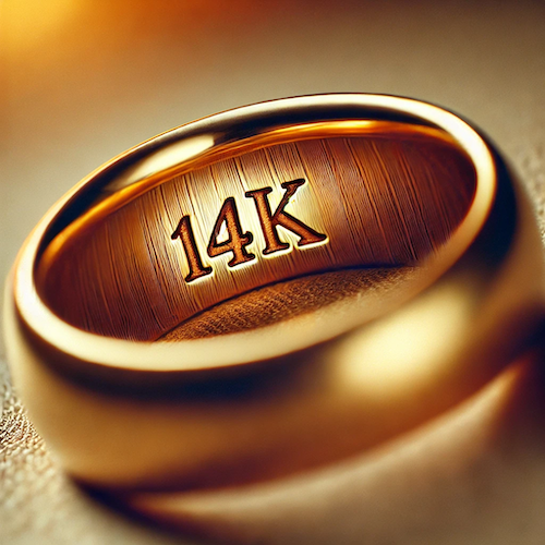 gold ring with a "14k" stamp on the inside of the band