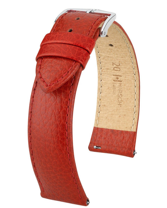 Hirsch Buffalo Embossed Leather Kansas Watch Strap w/QR