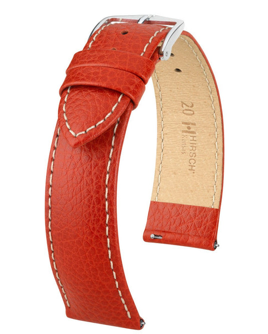 Hirsch Buffalo Embossed Leather Kansas Watch Strap w/QR