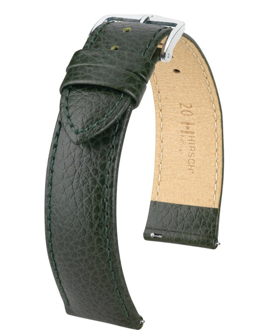 Hirsch Buffalo Embossed Leather Kansas Watch Strap w/QR