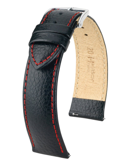 Hirsch Buffalo Embossed Leather Kansas Watch Strap w/QR