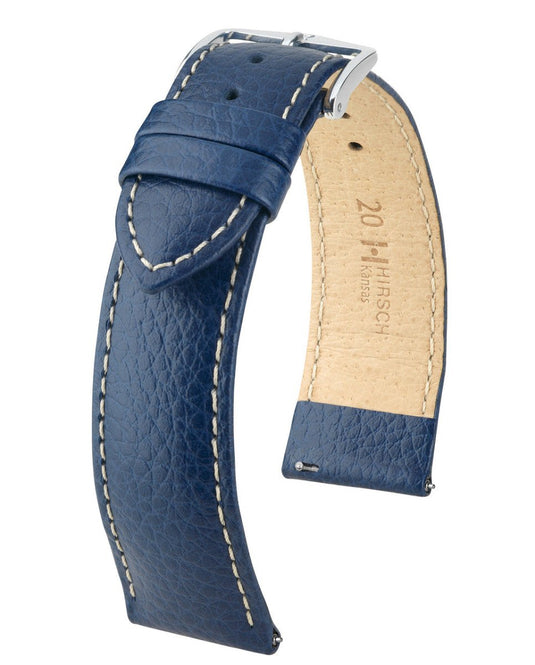 Hirsch Buffalo Embossed Leather Kansas Watch Strap w/QR