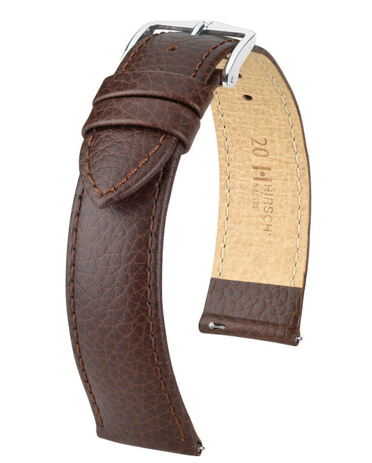 Hirsch Buffalo Embossed Leather Kansas Watch Strap w/QR