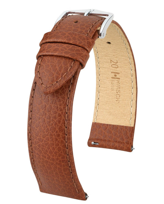 Hirsch Buffalo Embossed Leather Kansas Watch Strap w/QR