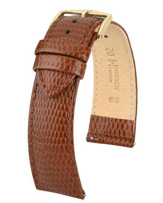 Hirsch Lizard Embossed Shiny Leather Rainbow Watch Strap w/QR