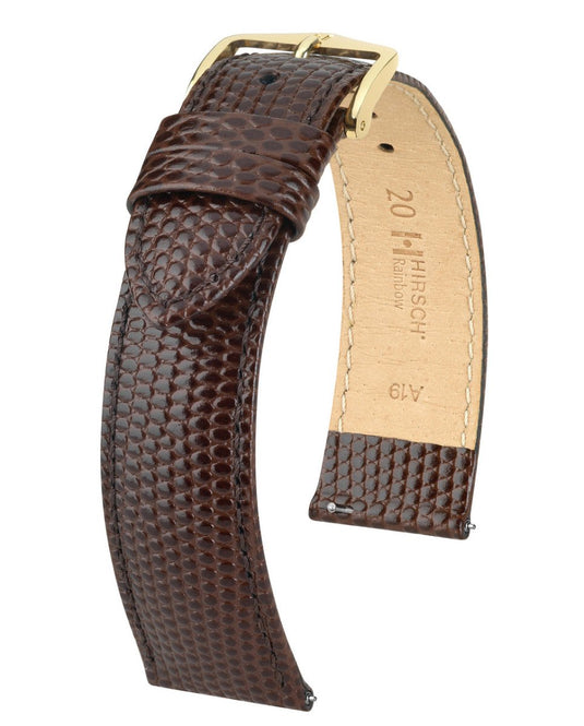 Hirsch Lizard Embossed Shiny Leather Rainbow Watch Strap w/QR