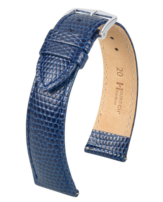 Hirsch Lizard Embossed Shiny Leather Rainbow Watch Strap w/QR