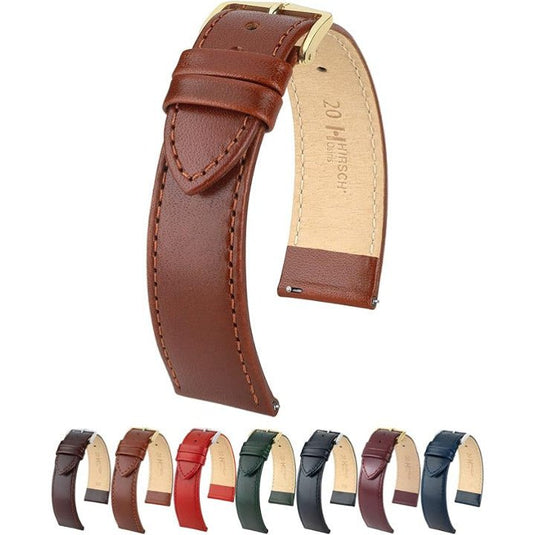 Hirsch Plain Box Leather Osiris Watch Strap w/QR