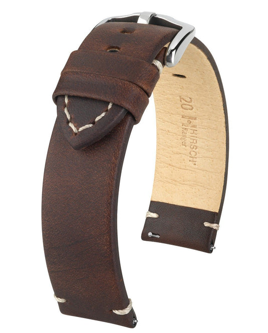 Hirsch Plain Ecru - Tip Vintage Leather Ranger Watch Strap w/QR