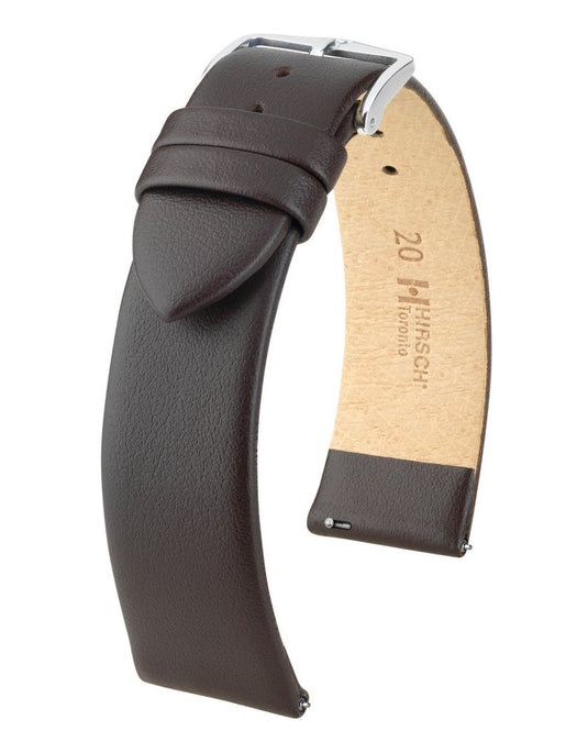 Hirsch Plain No - Stitch Leather Toronto Watch Strap w/QR