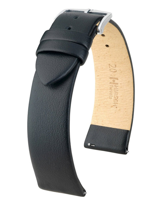 Hirsch Plain No - Stitch Leather Toronto Watch Strap w/QR