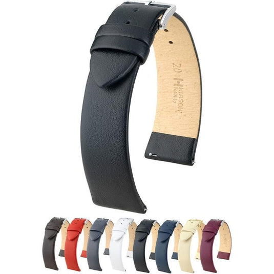 Hirsch Plain No - Stitch Leather Toronto Watch Strap w/QR